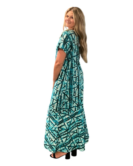 Tribal Blue Print Fishtail Dress