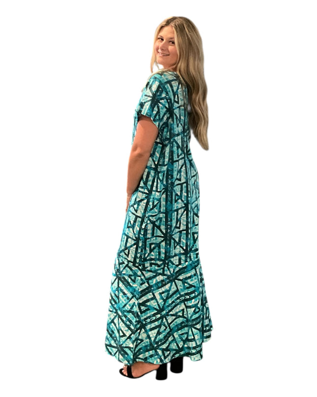 Tribal Blue Print Fishtail Dress