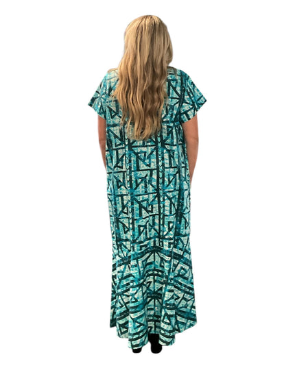Tribal Blue Print Fishtail Dress