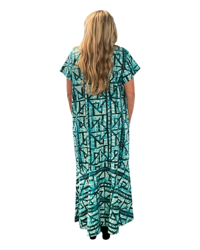 Tribal Blue Print Fishtail Dress