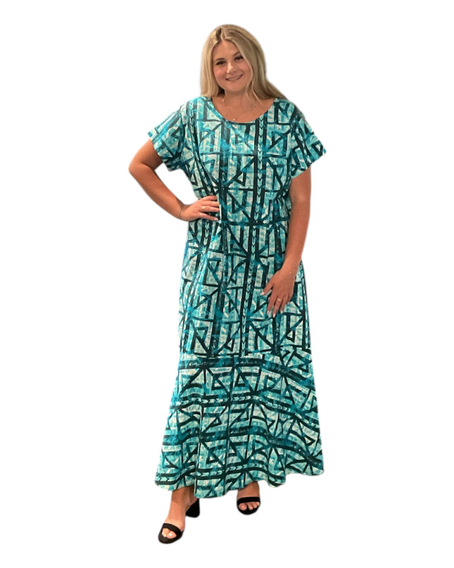 Tribal Blue Print Fishtail Dress