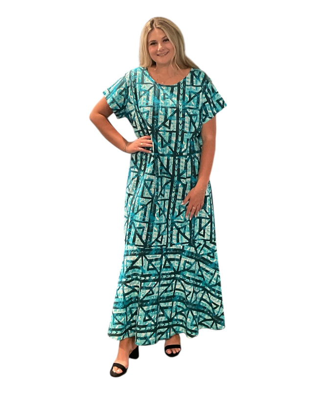 Tribal Blue Print Fishtail Dress