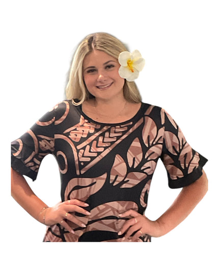 Fishtail Polynesian Print Dress