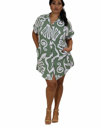 Island Escape Rayon Shirt Dress