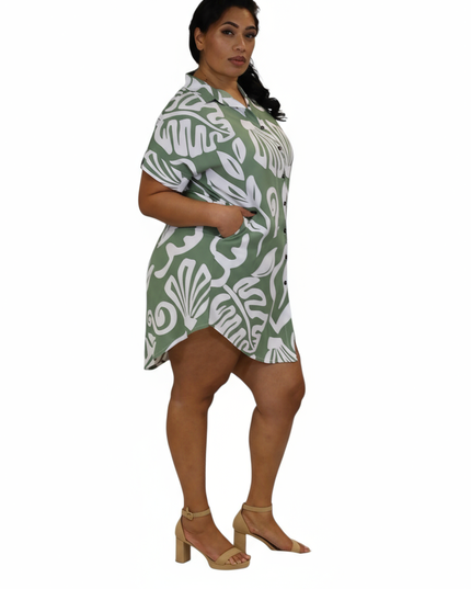 Island Escape Rayon Shirt Dress