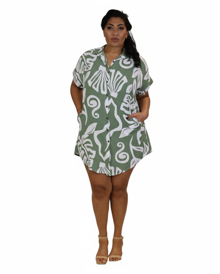 Island Escape Rayon Shirt Dress