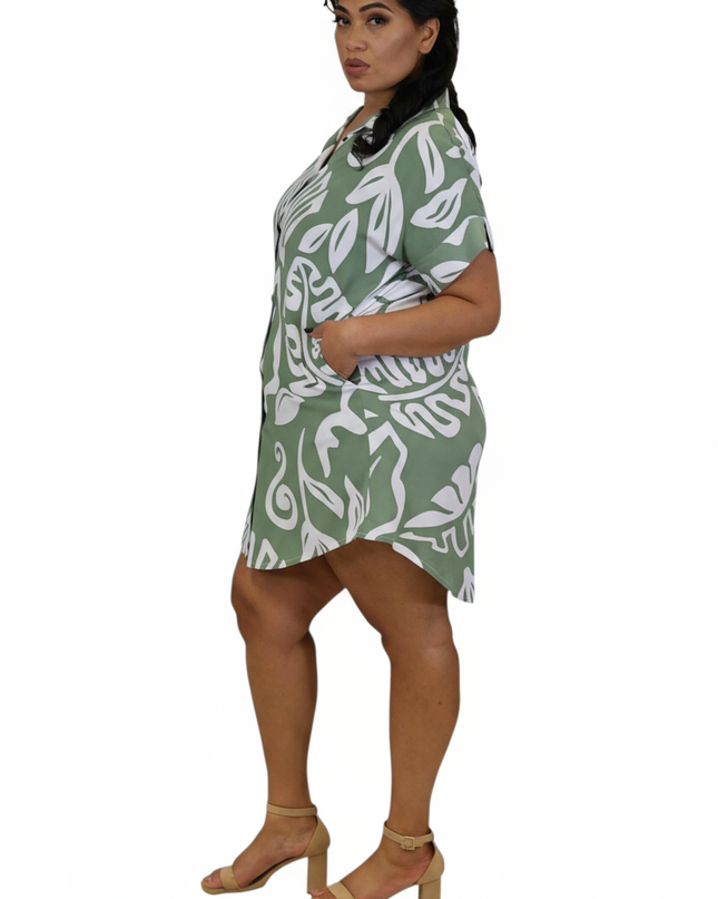 Island Escape Rayon Shirt Dress