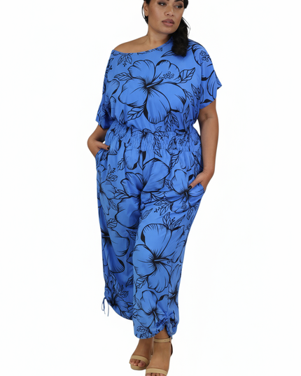 Blue Hibiscus Two-Piece Set