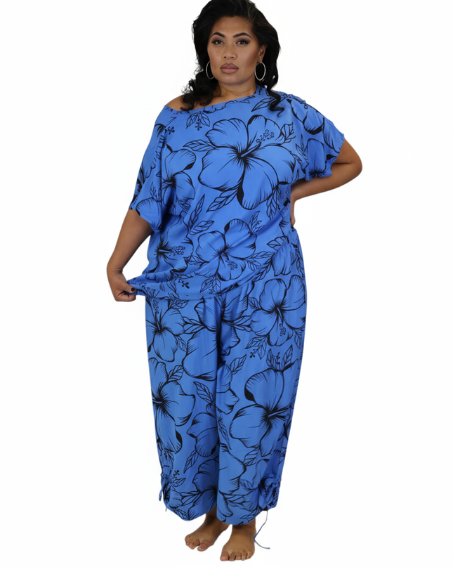 Blue Hibiscus Two-Piece Set