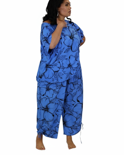 Blue Hibiscus Two-Piece Set