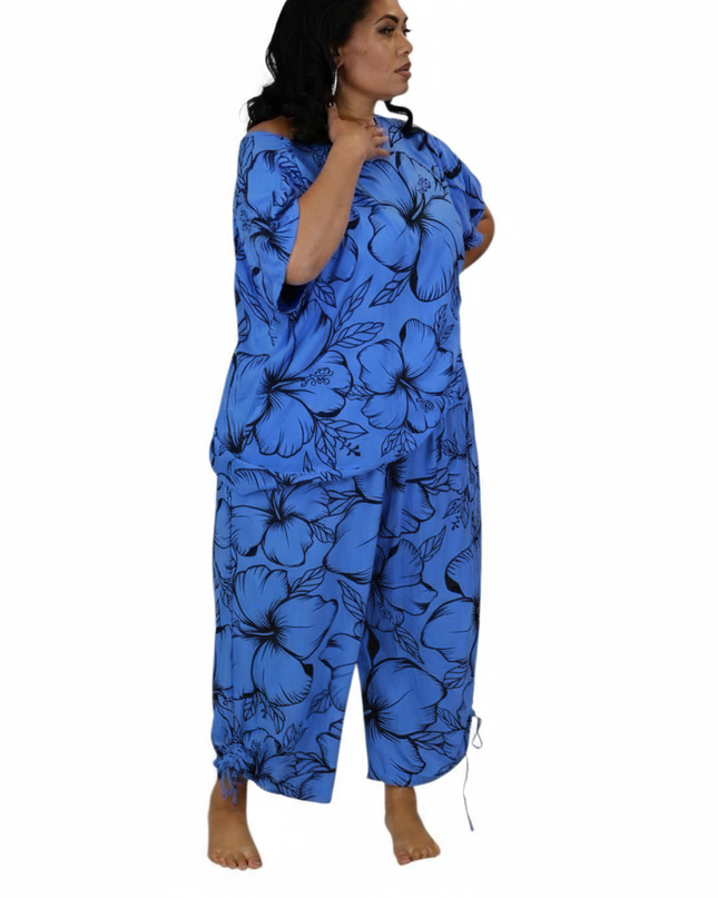 Blue Hibiscus Two-Piece Set