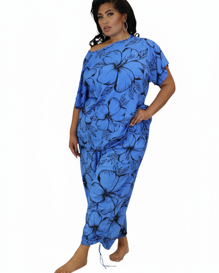 Blue Hibiscus Two-Piece Set