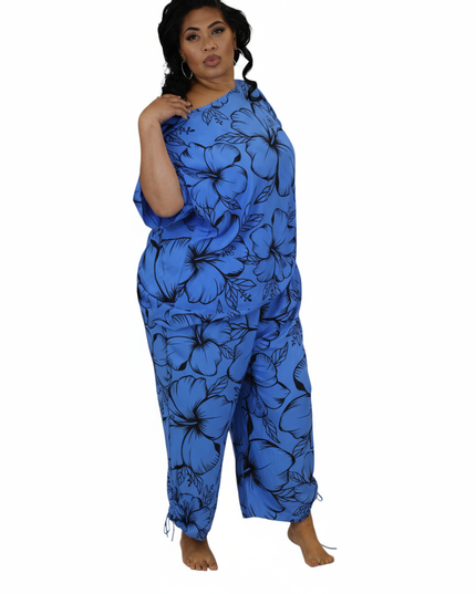 Blue Hibiscus Two-Piece Set