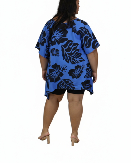 Blue Hibiscus Rayon Poncho Top