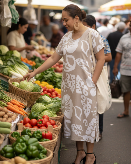 Brown hibiscus print dress