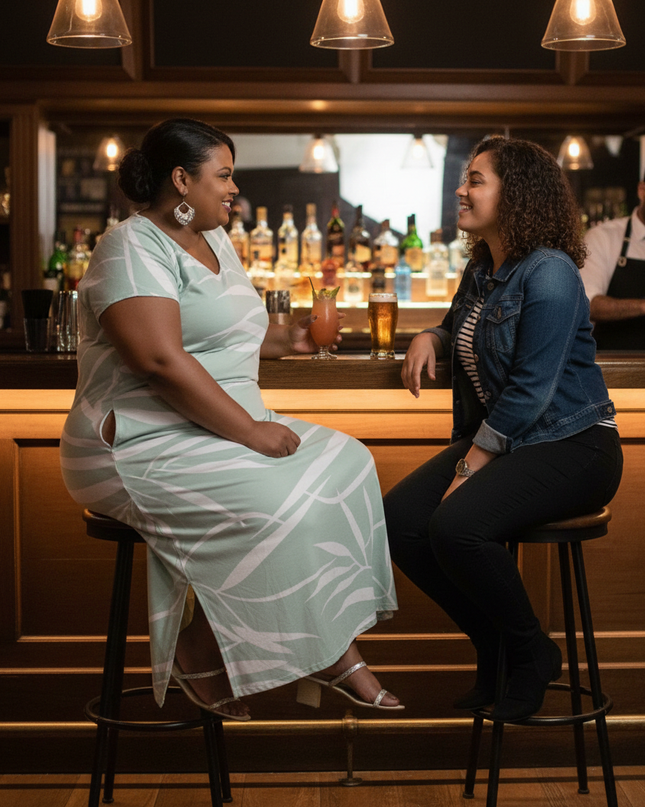 Mint Fern Print Rayon Maxi Dress