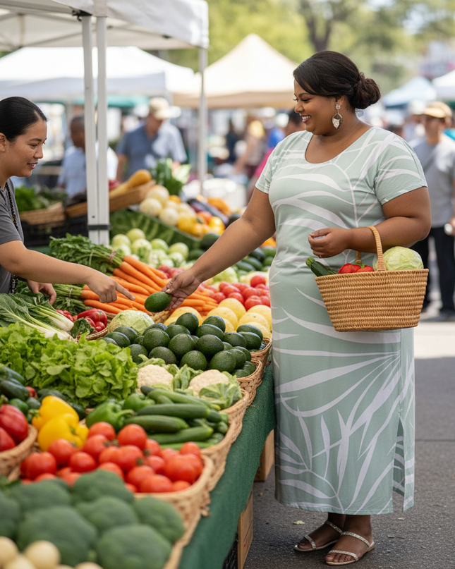 Mint Fern Print Rayon Maxi Dress