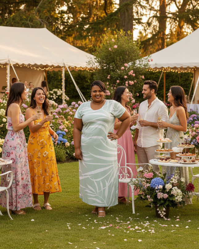 Mint Fern Print Rayon Maxi Dress