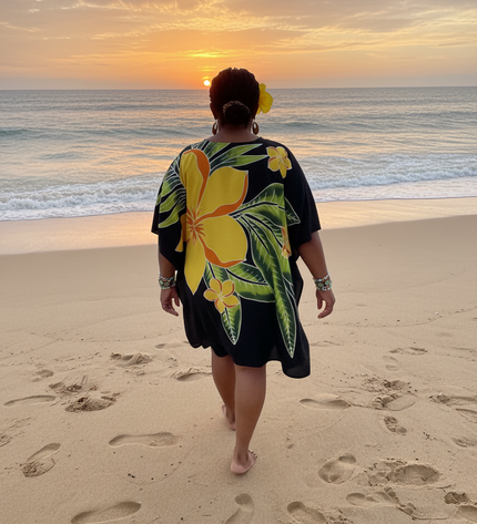 Rayon Floral Poncho Top-One Size