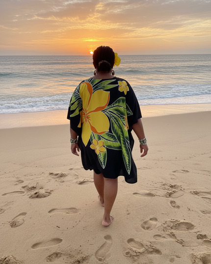 Rayon Floral Poncho Top-One Size