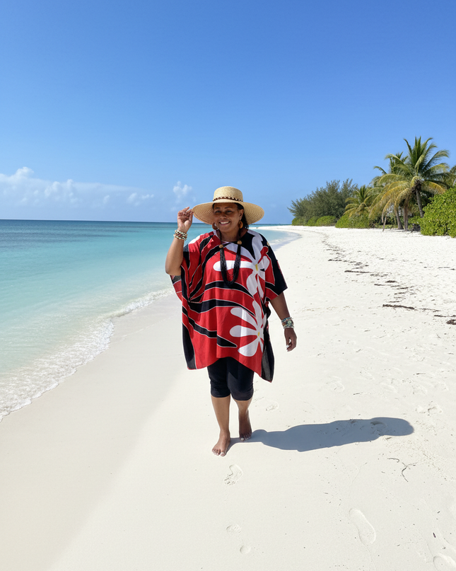 Rayon Floral Poncho Top-One Size