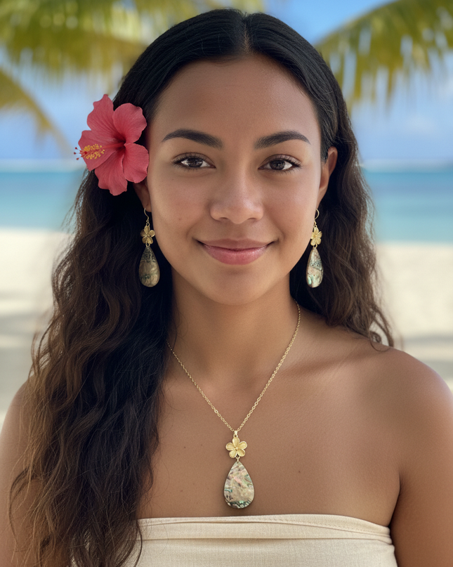 Island Blossom Teardrop Shell Jewelry Set