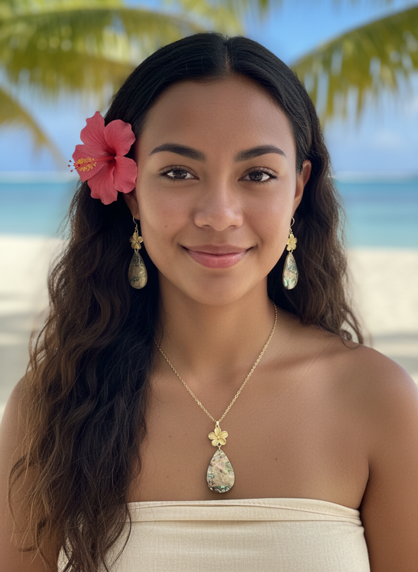 Island Blossom Teardrop Shell Jewelry Set