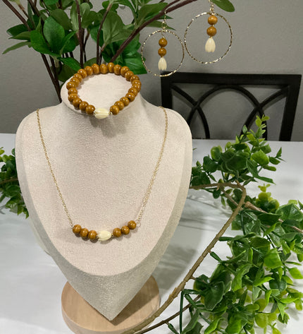 Pikake Wood & Pearl Island Jewelry Set