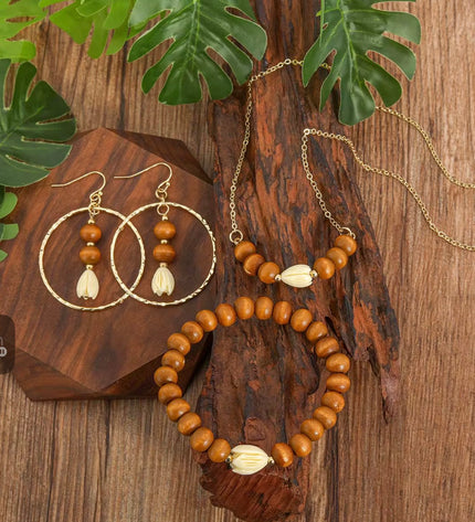 Pikake Wood & Pearl Island Jewelry Set