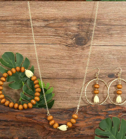 Pikake Wood & Pearl Island Jewelry Set