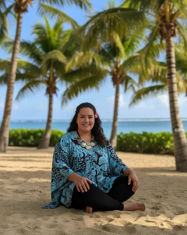 Button-Up Rayon Top-Turquoise and Maroon