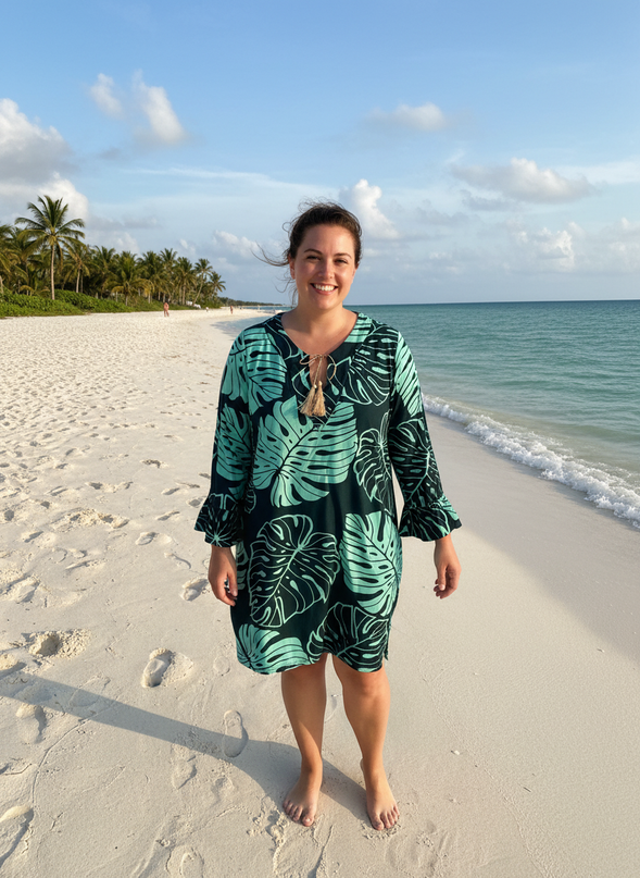 V-NECK DRAWSTRING KAFTAN