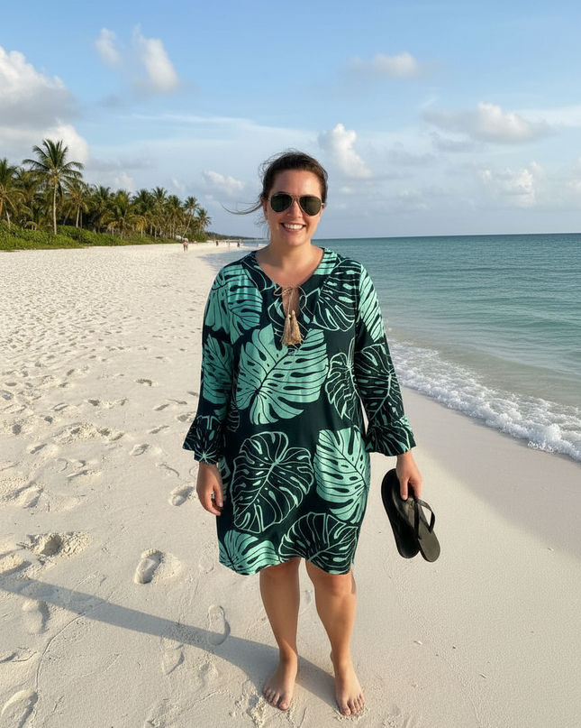 V-NECK DRAWSTRING KAFTAN