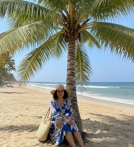 NAVY  BROWN DRAWSTRING KAFTAN