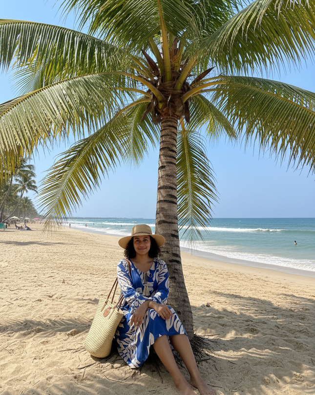 NAVY  BROWN DRAWSTRING KAFTAN