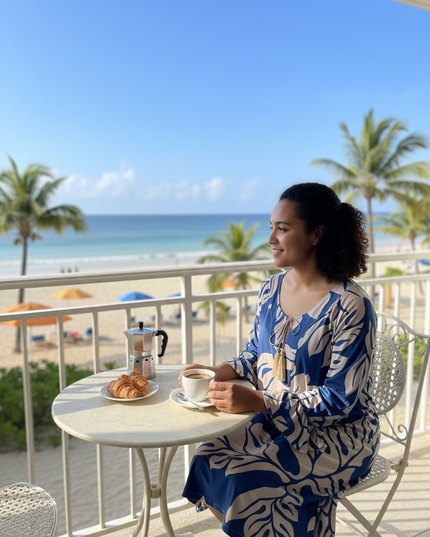 NAVY  BROWN DRAWSTRING KAFTAN