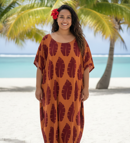 Island Leaf Rayon Maxi Dress