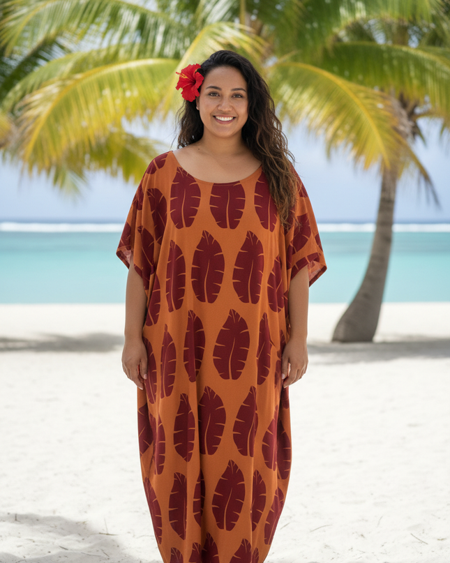 Island Leaf Rayon Maxi Dress