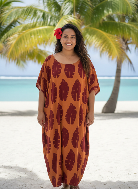 Island Leaf Rayon Maxi Dress