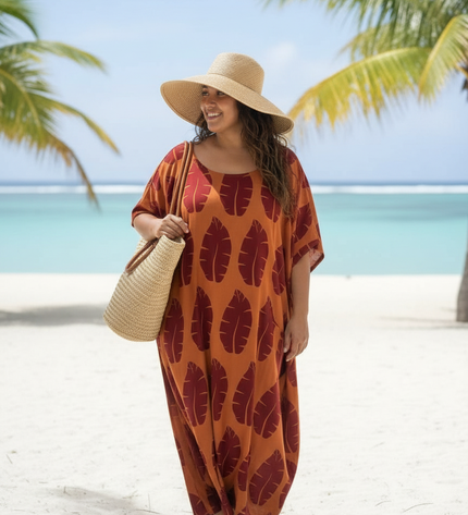Island Leaf Rayon Maxi Dress