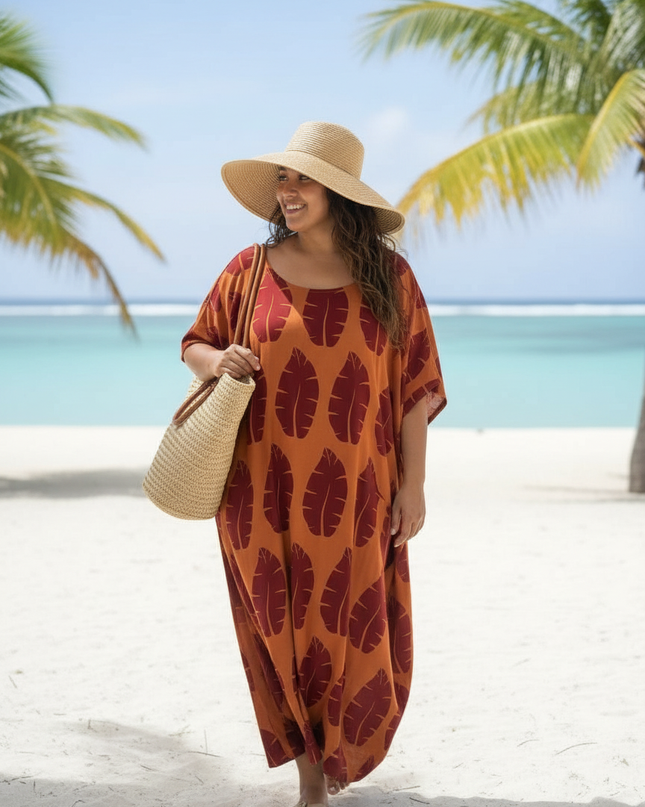 Island Leaf Rayon Maxi Dress