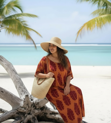 Island Leaf Rayon Maxi Dress