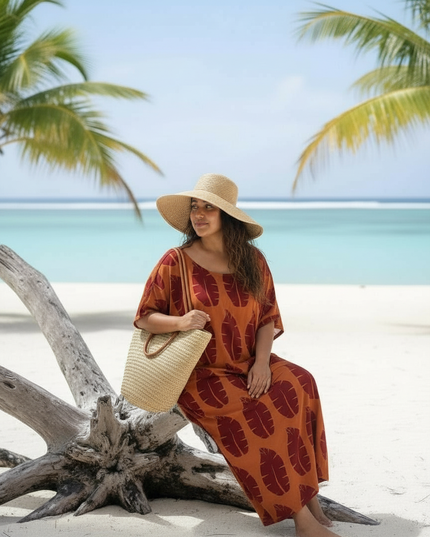 Island Leaf Rayon Maxi Dress
