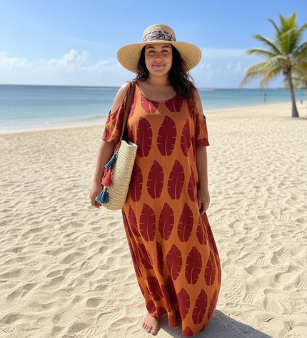 Shield Print Cold-Shoulder Maxi Dress