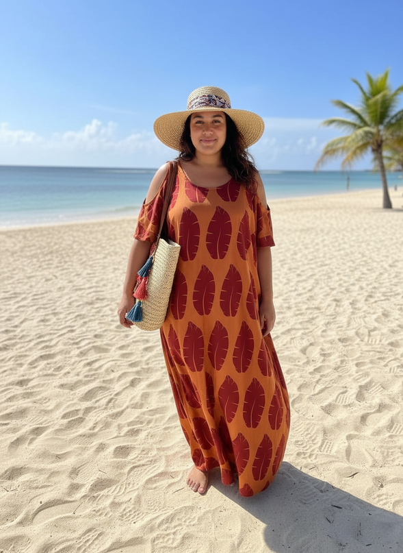Shield Print Cold-Shoulder Maxi Dress