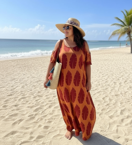 Shield Print Cold-Shoulder Maxi Dress