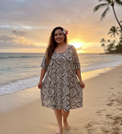 Island Geo Cold-Shoulder Dress