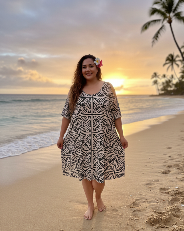 Island Geo Cold-Shoulder Dress