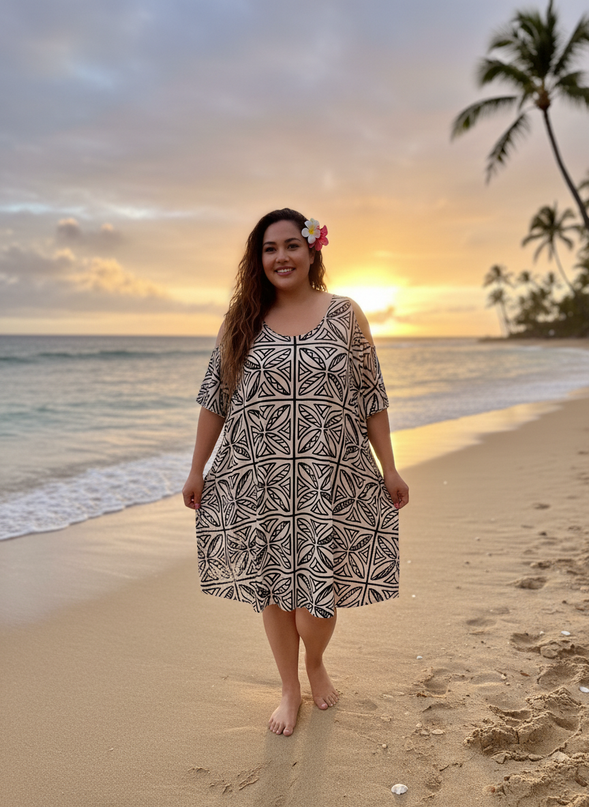 Island Geo Cold-Shoulder Dress