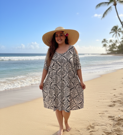 Island Geo Cold-Shoulder Dress